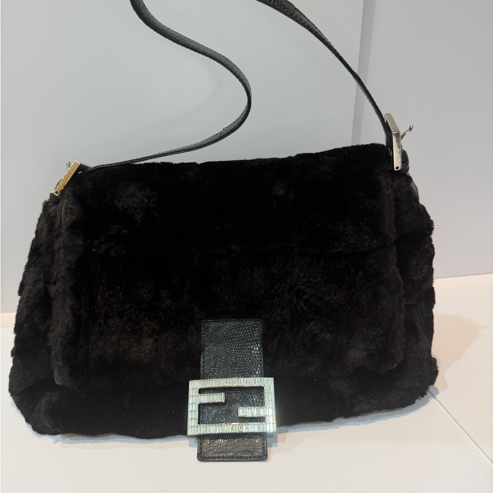 FENDI Zucca FF Mama - Black fur & Crystal-Embellished FF 🖤 EXCELLENT Condition 🖤